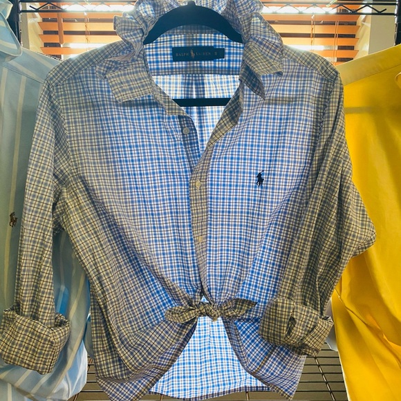 Ralph Lauren Tops - {Ralph Lauren} Blue and White Gingham Button-Up Blouse